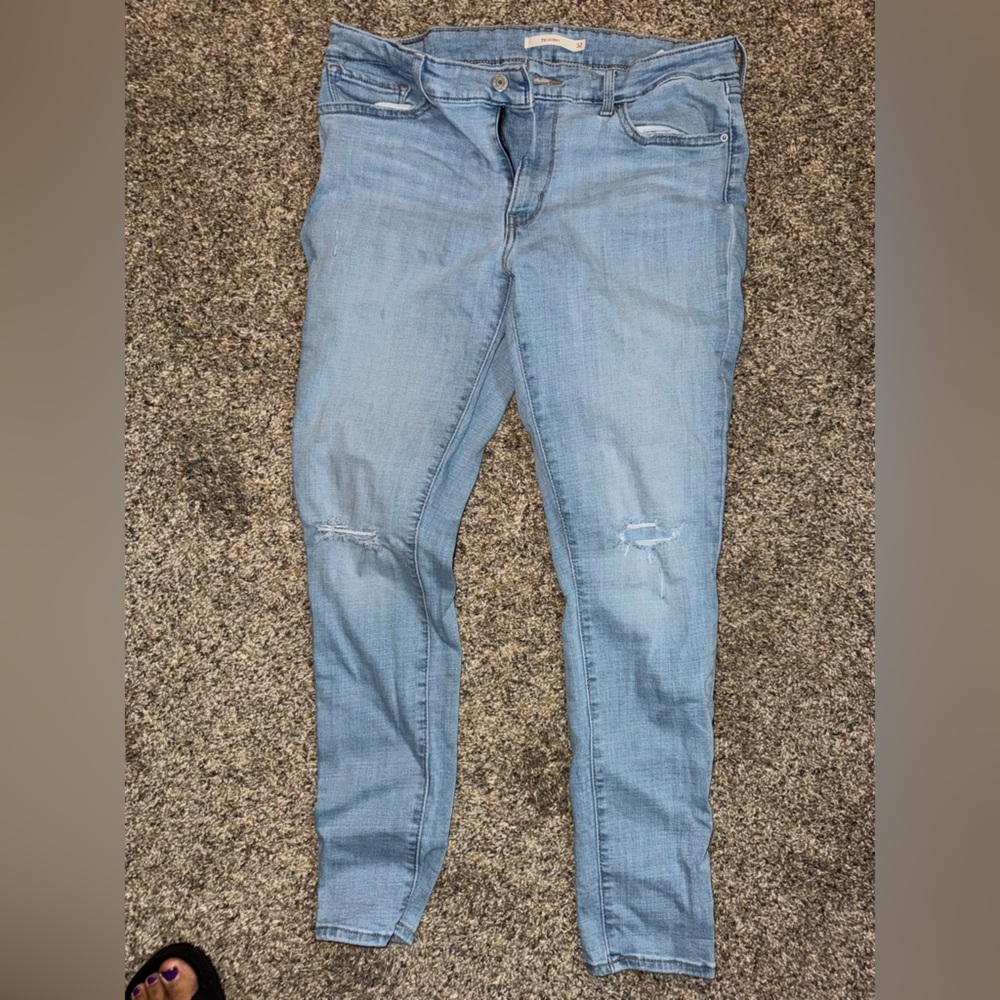 Levi's Blue Skinny Jeans Modern Distressed
